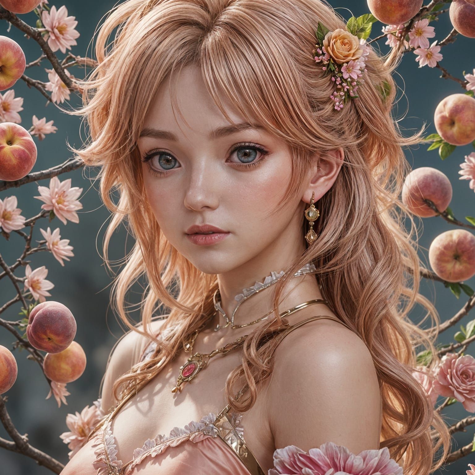 Detailed 3D Anime Art of a Peach