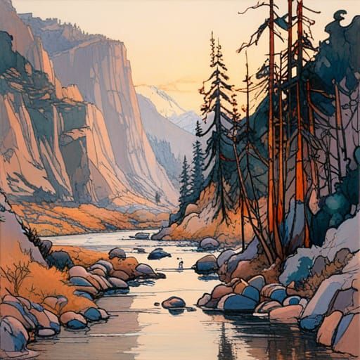 Whimsical Landscape with Textured Brushstrokes