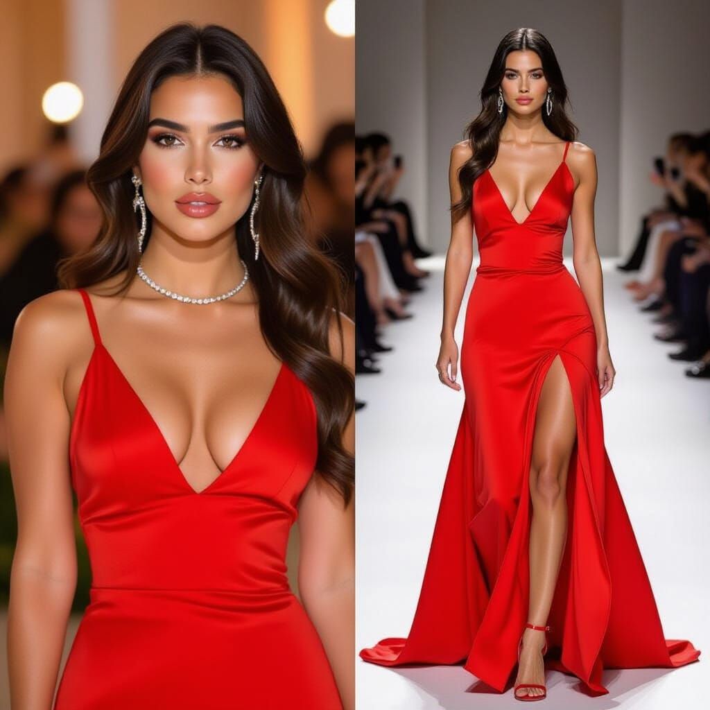 Dua Lipa in Red Dress: AI Portrait