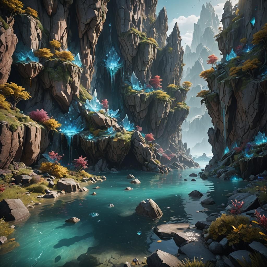 Detailed Crystal Water Fantasy Concept Art