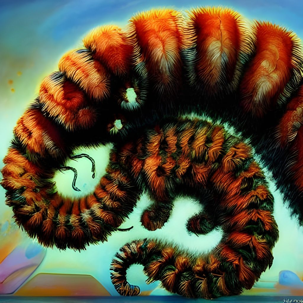 Intricate Woolly Mammoth Caterpillar Sci-Fi Horror Artwork