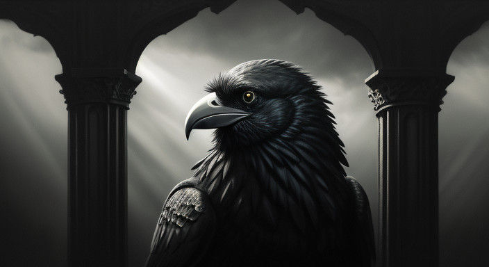 Raven's Divine Revelation in Soft Focus Oil Painting