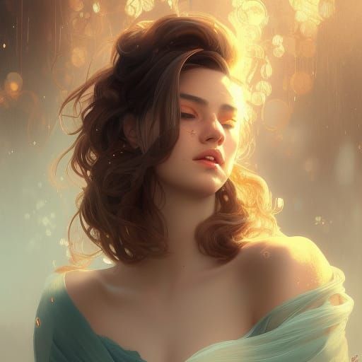 Beautiful Woman with Intense Gaze: Hyperdetailed Portrait