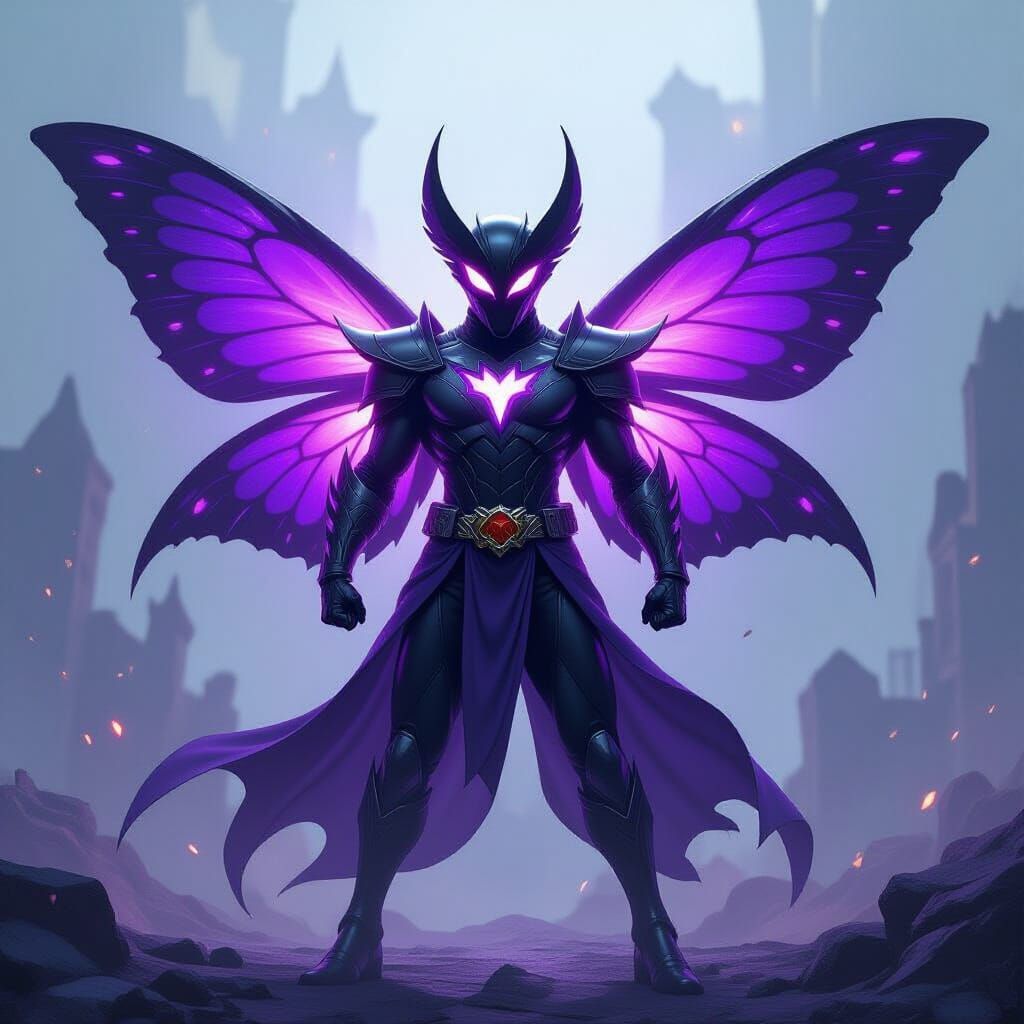 Mothman Power Ranger in Black and Purple