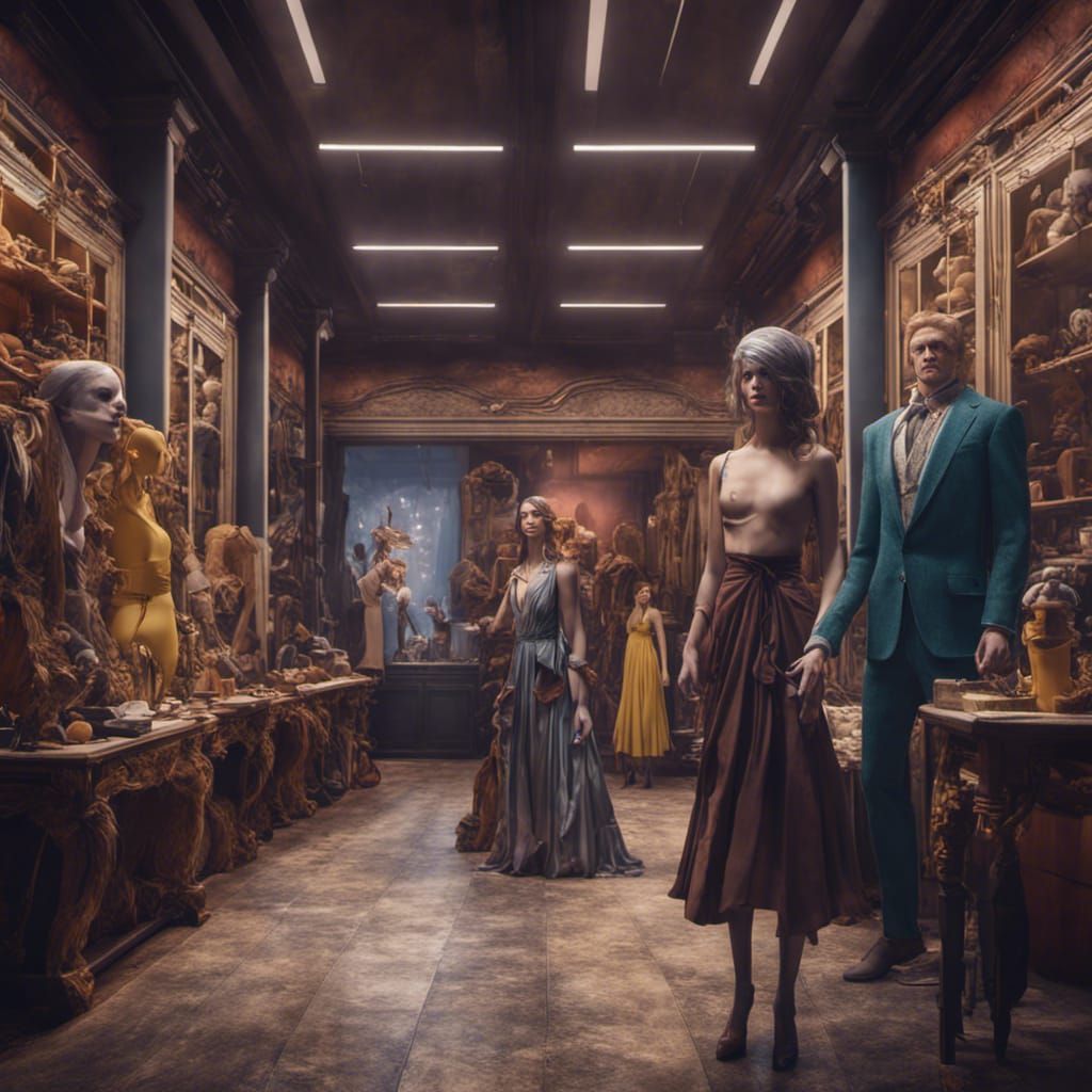 Mannequins in a Wig Shop: Fantasy Concept Art