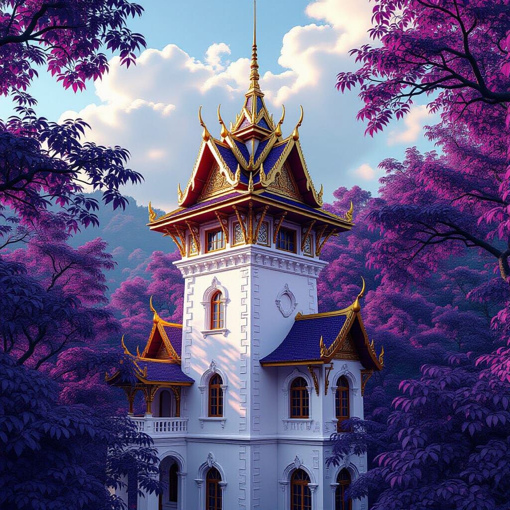 Tower House with Thai Roof in Beech Forest
