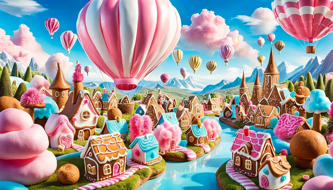 Magical Candy Village in Pixar Disney Style