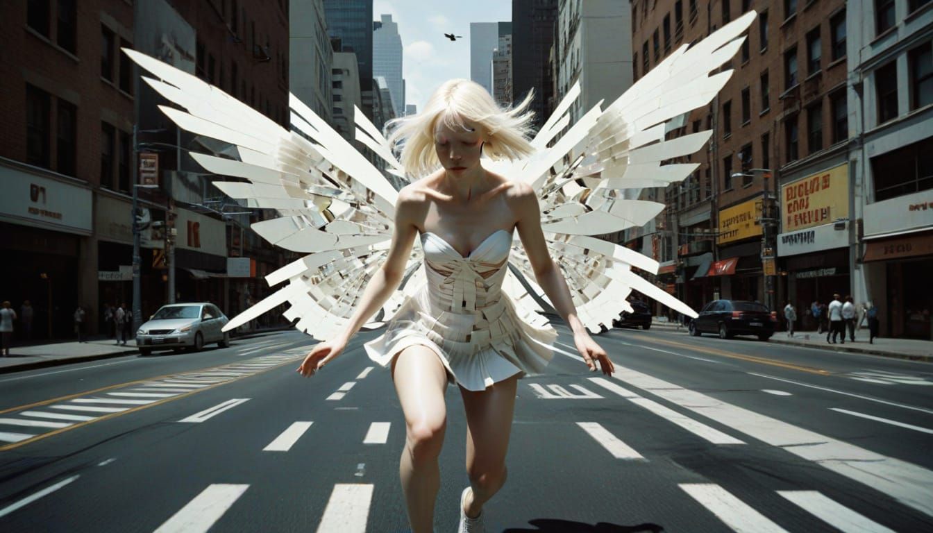 Angel Riding Butterfly in Escher City