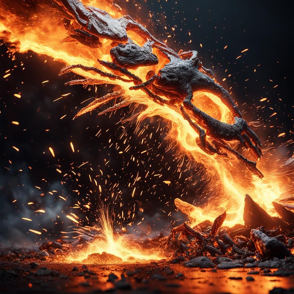 Dramatic Molten Metal Sparks in Fiery 3D Rendering