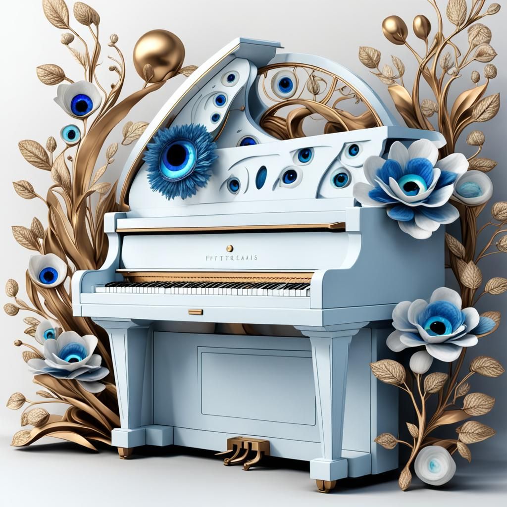 Elegant 3D Woman Playing Piano in Hyperrealism