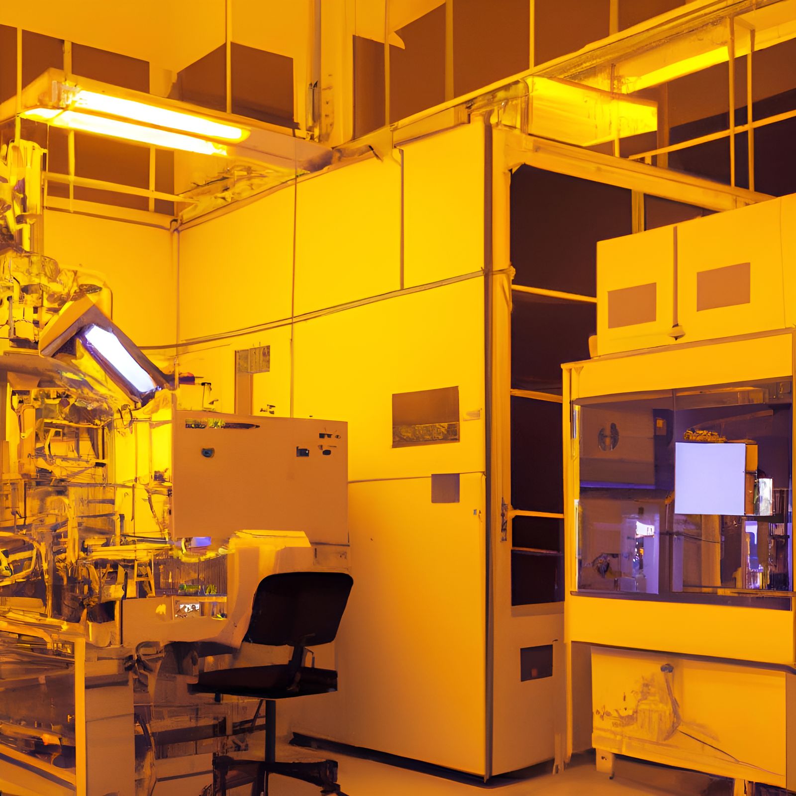 Photonics FAB LAB Cleanroom Illuminated by Yellow Lamps
