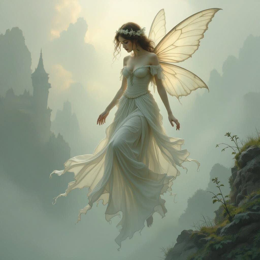 Ethereal Fairy in Misty Dreamscape