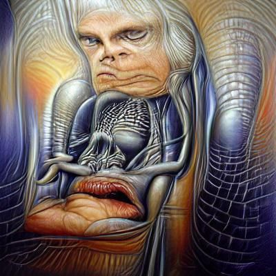 Surreal Face Expressing Erotic Surrender in Visionary Style