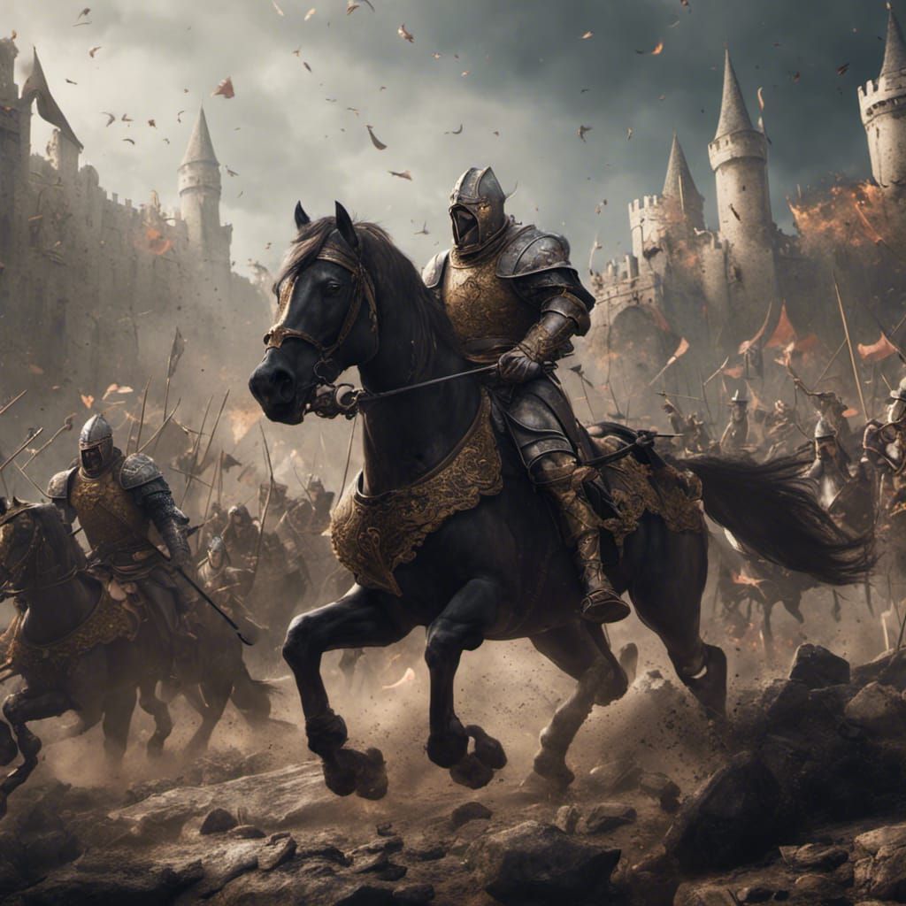 Detailed Medieval Battle in Matte Painting Style