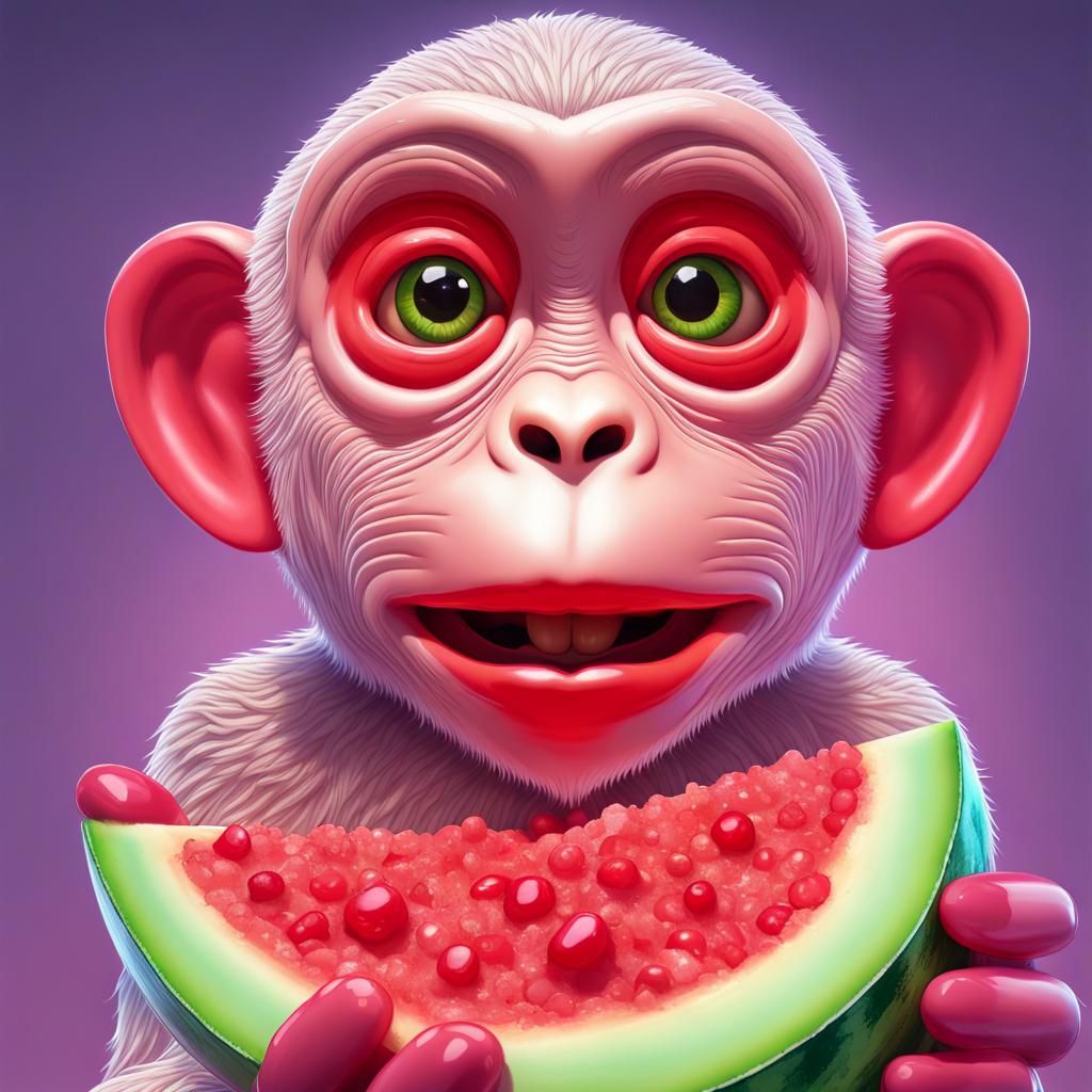 Monkey with Chickenpox in Candy Art Style