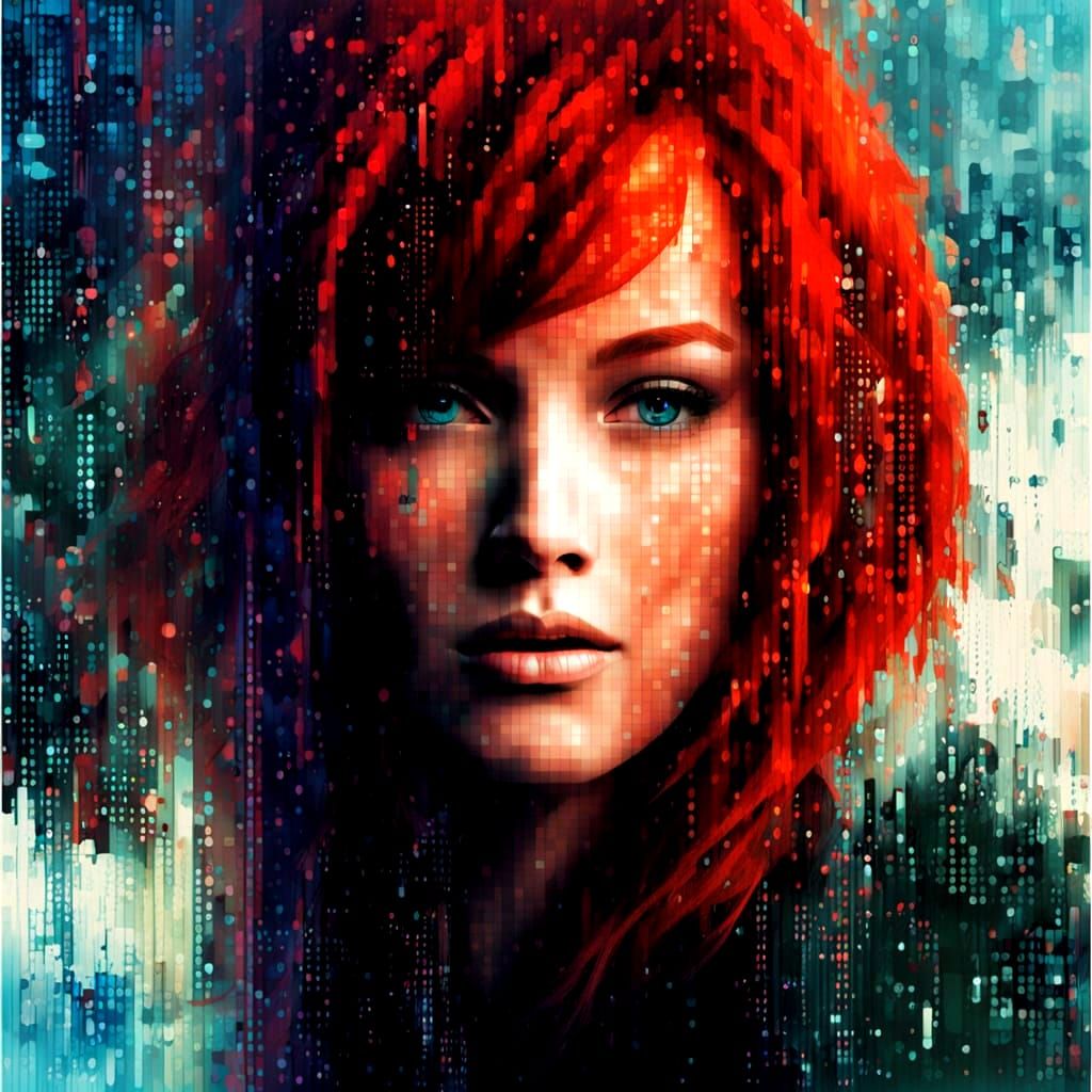 AI Portrait: Woman Made of Binary Code