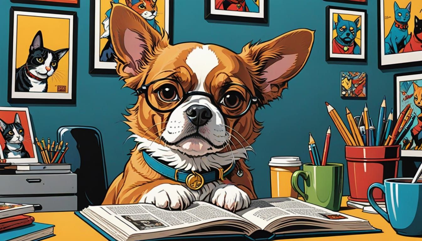 Comic Book Style Artwork of Pet's Daily Routines