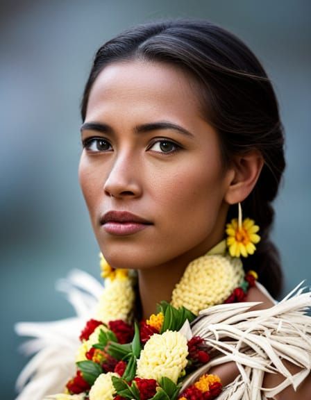 Polynesian Woman Portrait in Natural Light