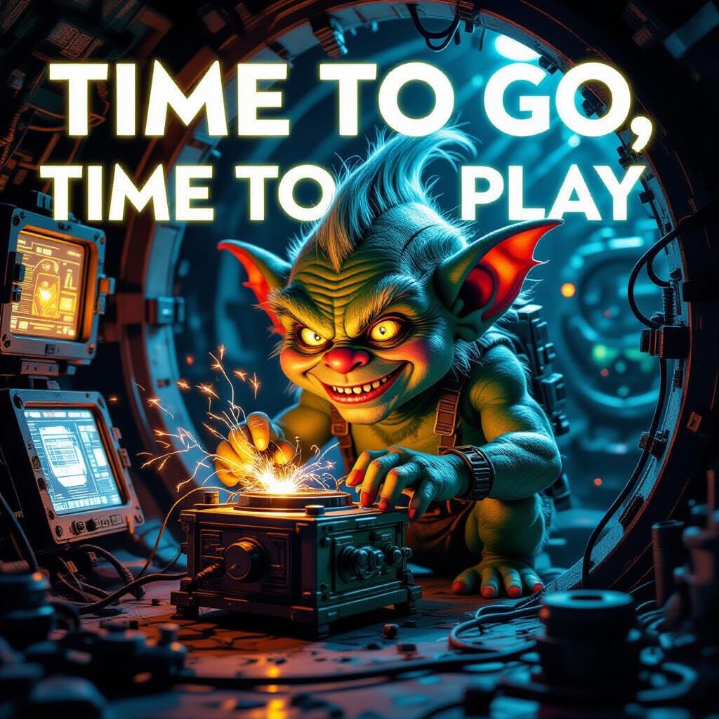 Gremlin's Time Machine: A Hyperrealistic Impasto Painting