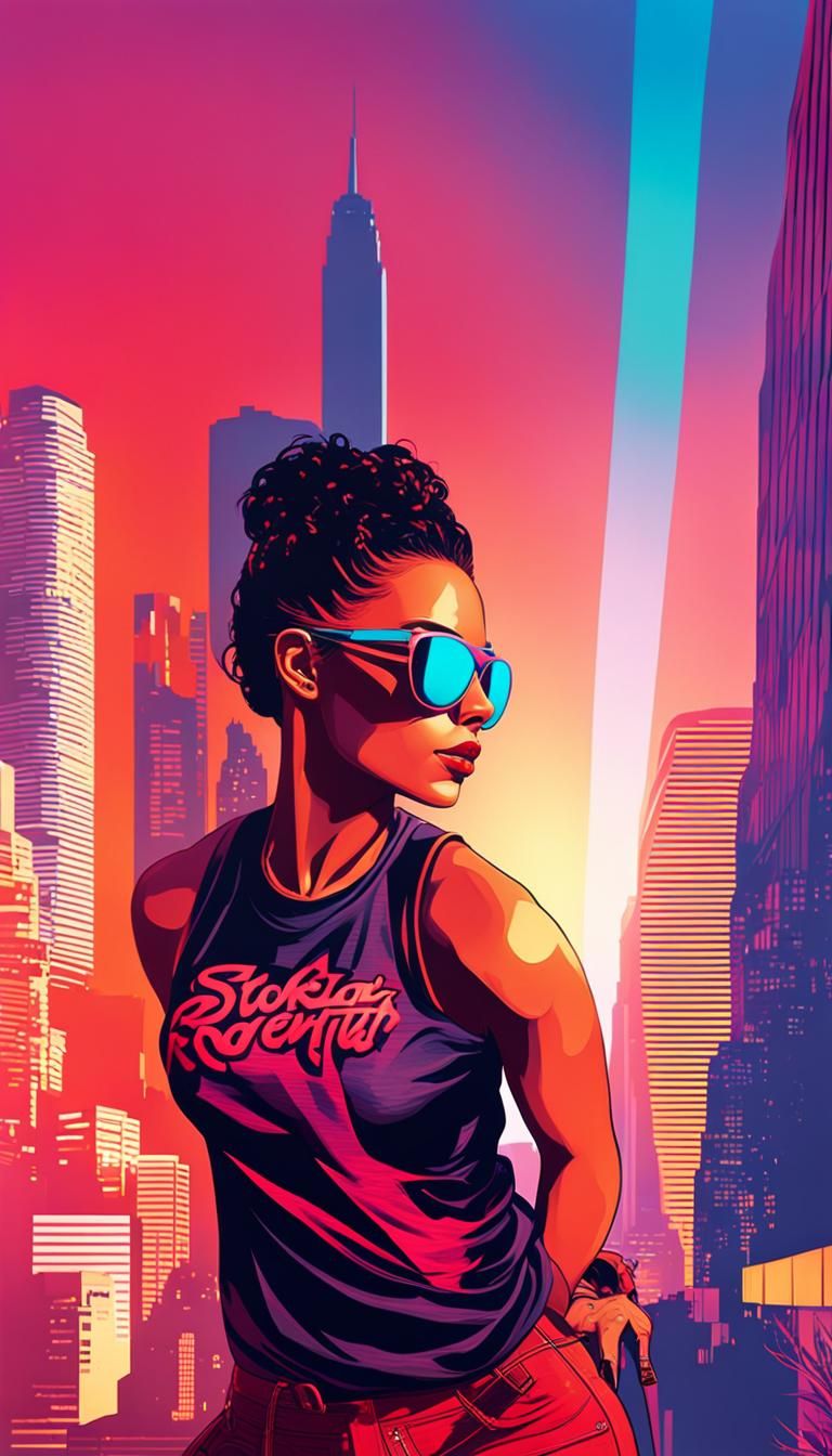 Woman in Sunglasses: Grand Theft Auto Art Style Portrait