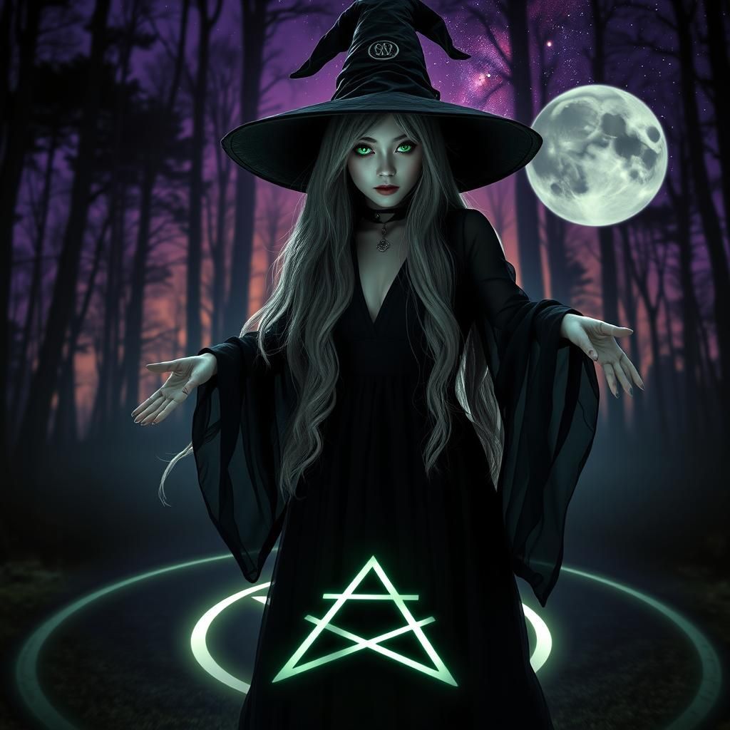 Japanese Witch in Dark Forest, Cinematic Film Still