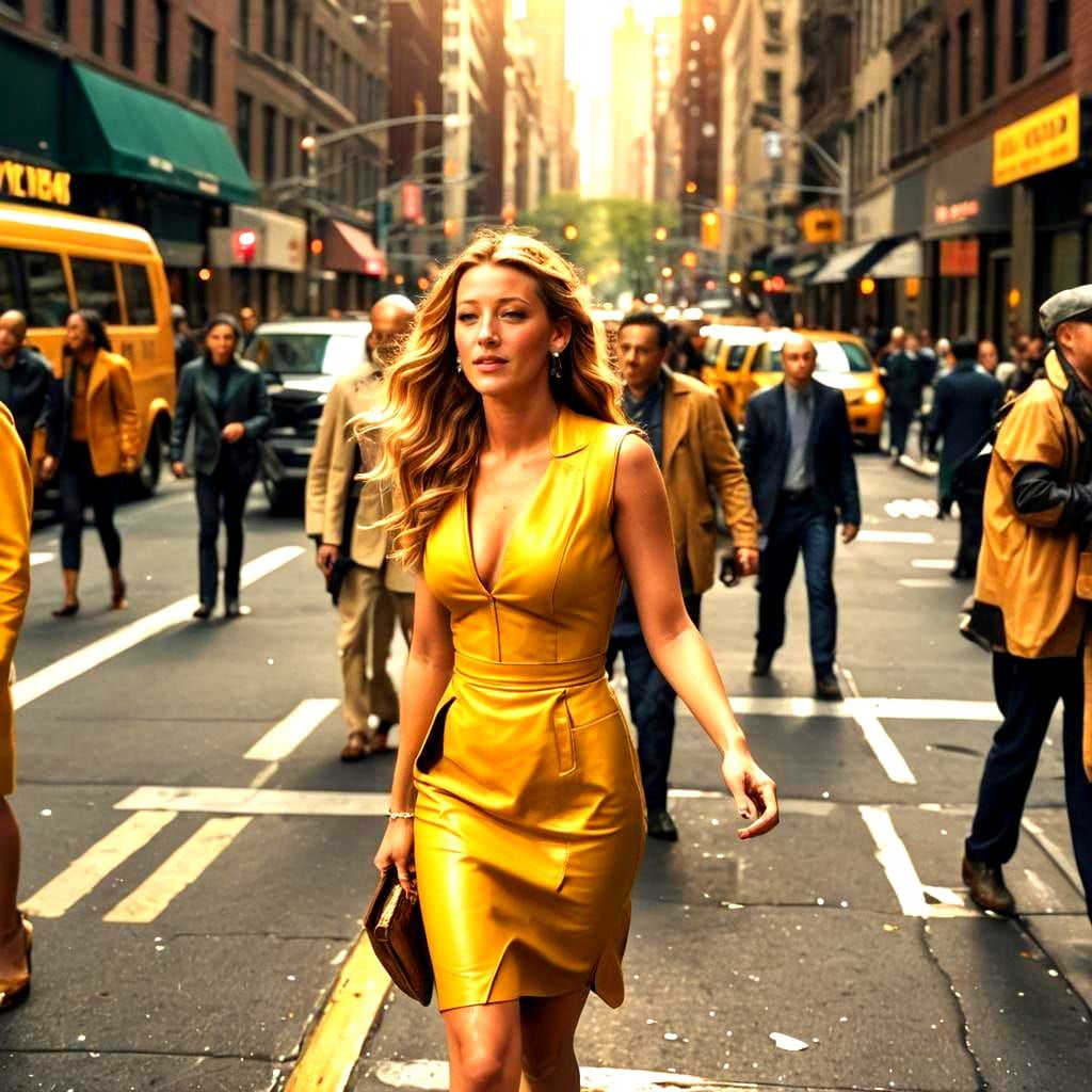 Woman in Yellow Leather Dress, Manhattan