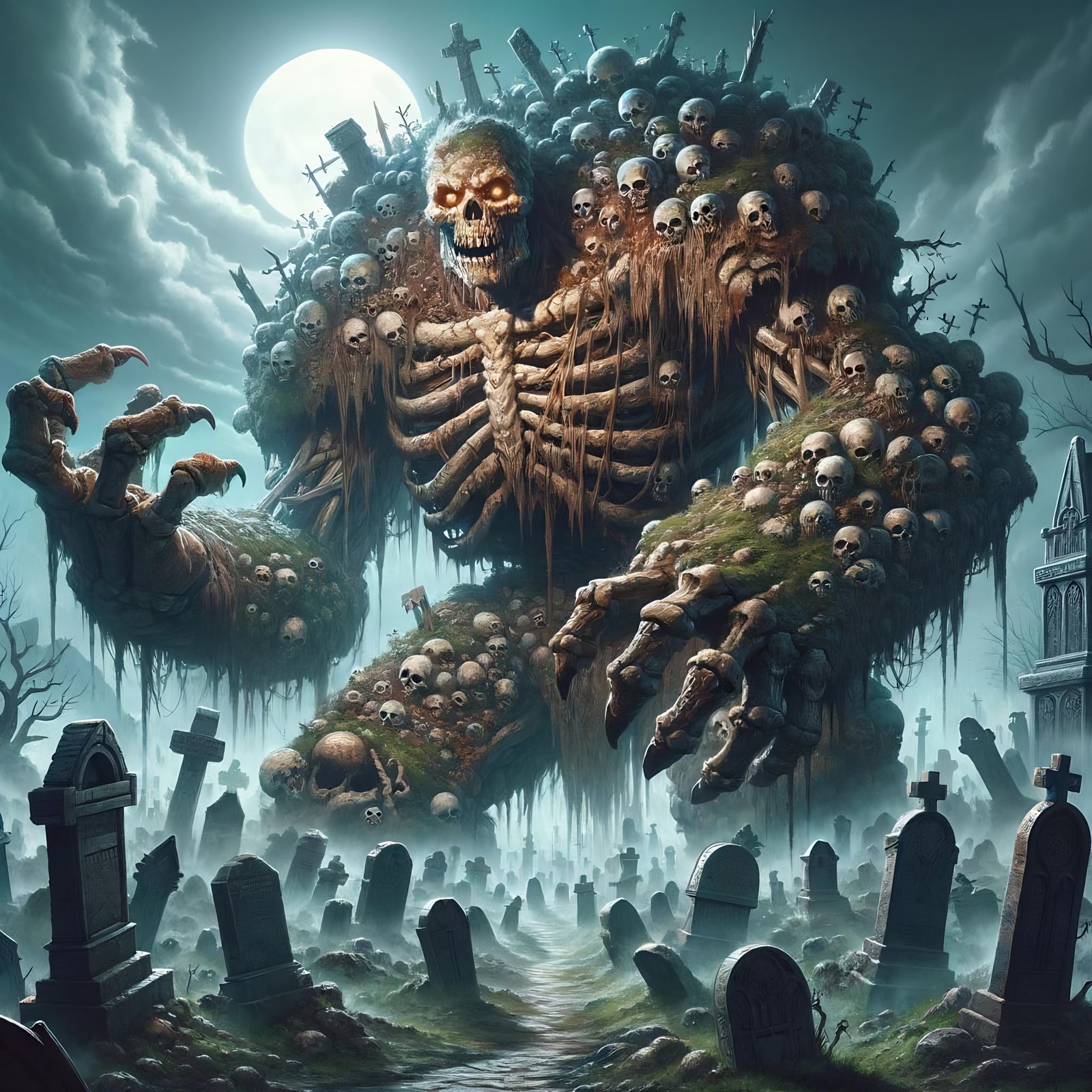 Colossal Undead Gatherer in Eerie Graveyard