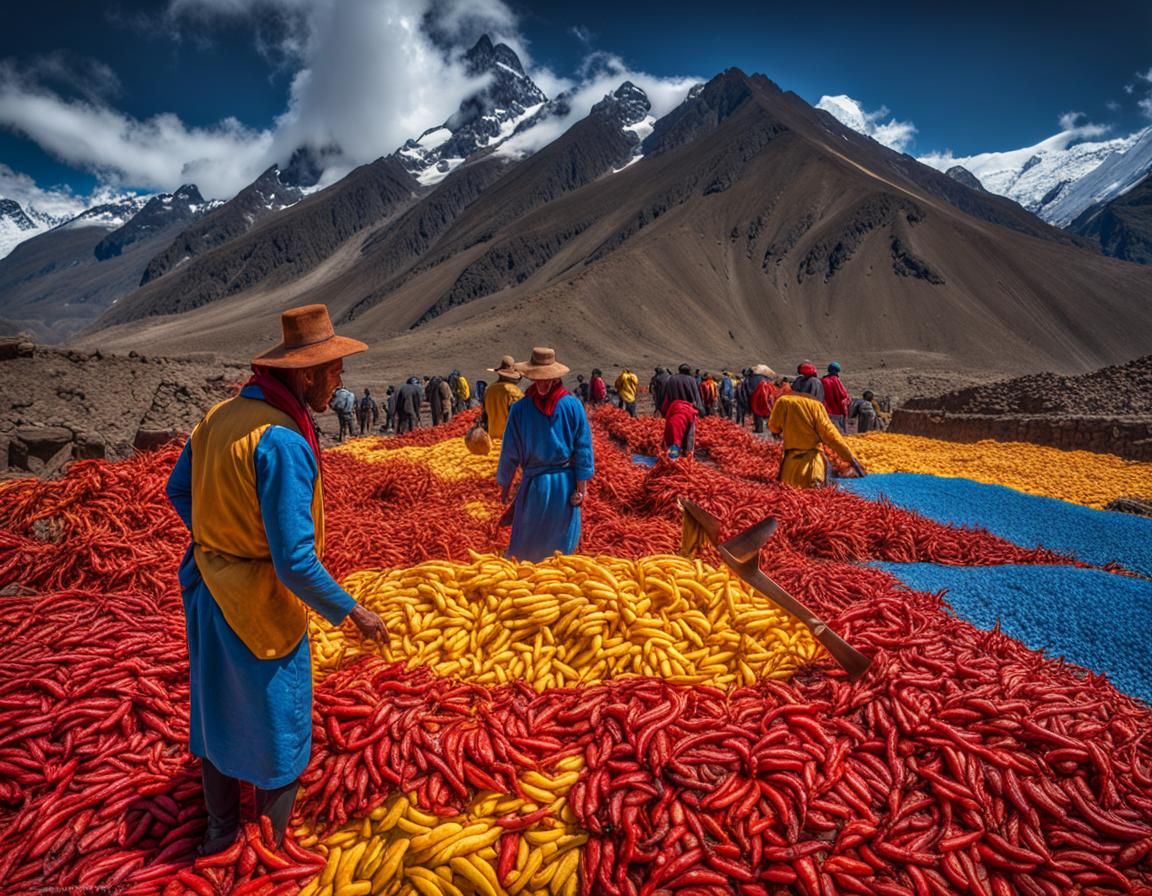 Futuristic Inca Chile Harvest in Dark Fantasy Style