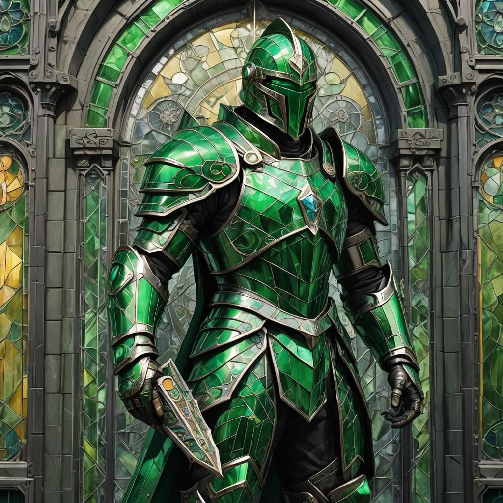 Emerald City Guardian in Green Armor: 3D Art