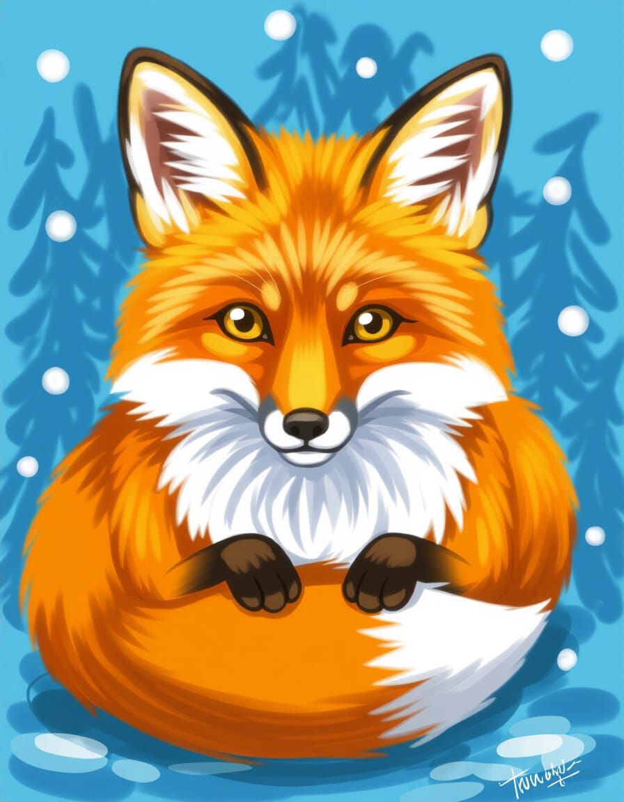 Relaxed Fox in Natural Environment