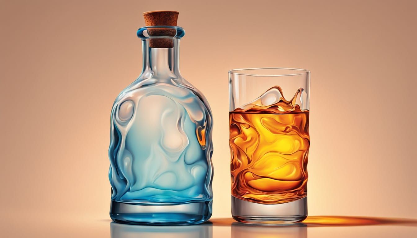 Bottle and Glass of Liquid Light