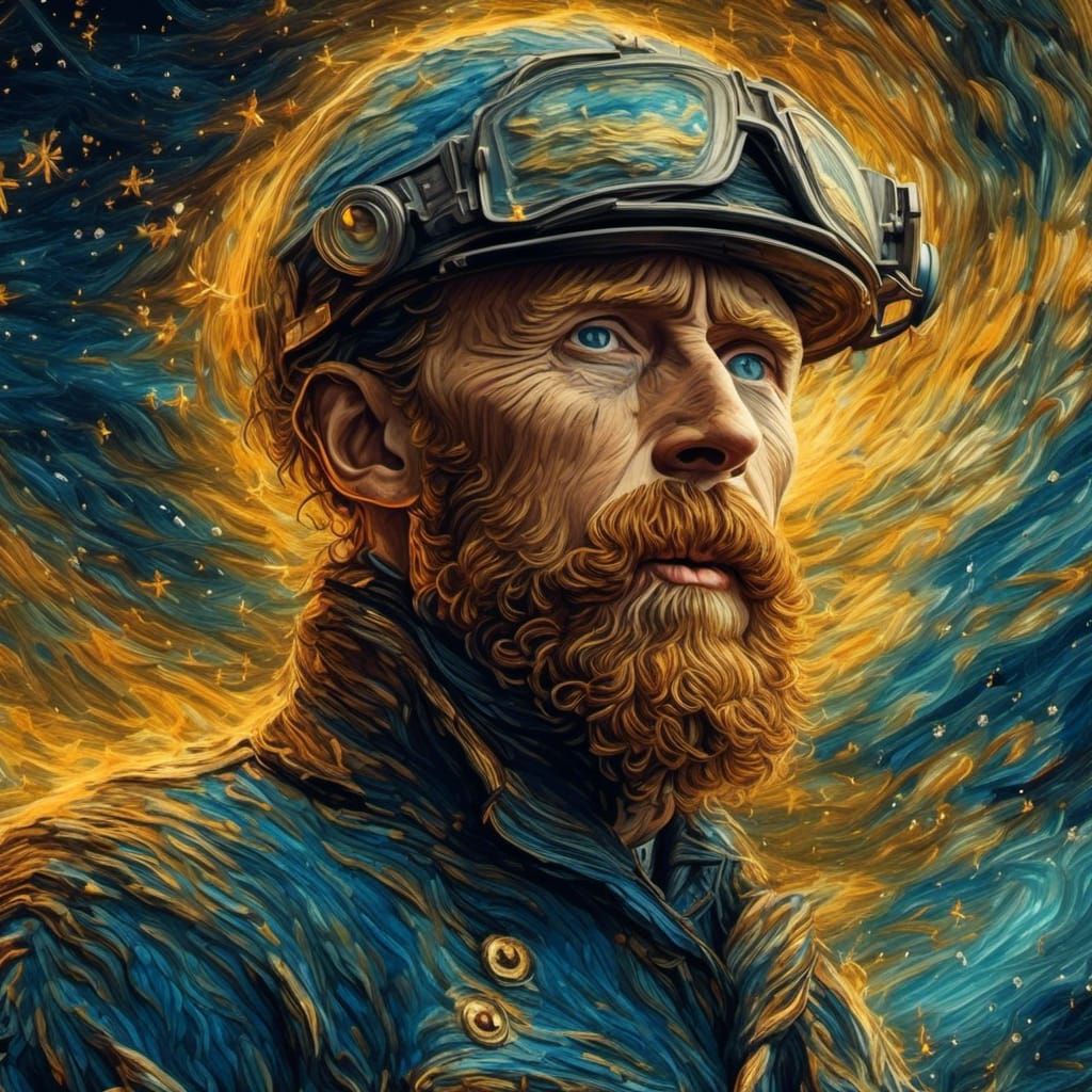 Van Gogh in Space Portrait, Hyperreal Digital Art