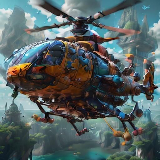 Futuristic Pokemon Helicopter with Intricate Mech Details