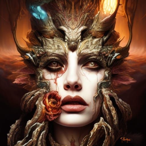 Biopunk Alien Tiger Portrait with Glitch Effects