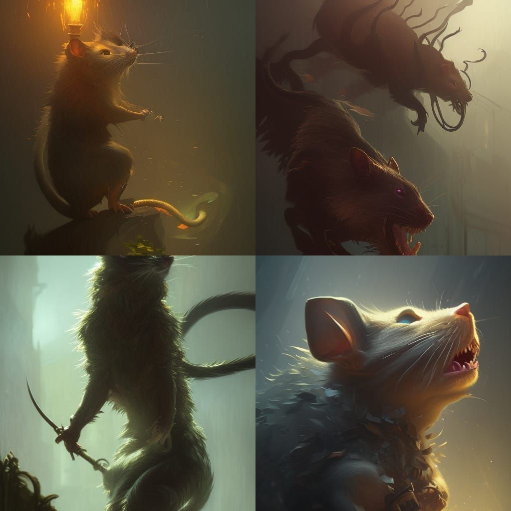 Rat-Cat Monster in Dark Fantasy Style