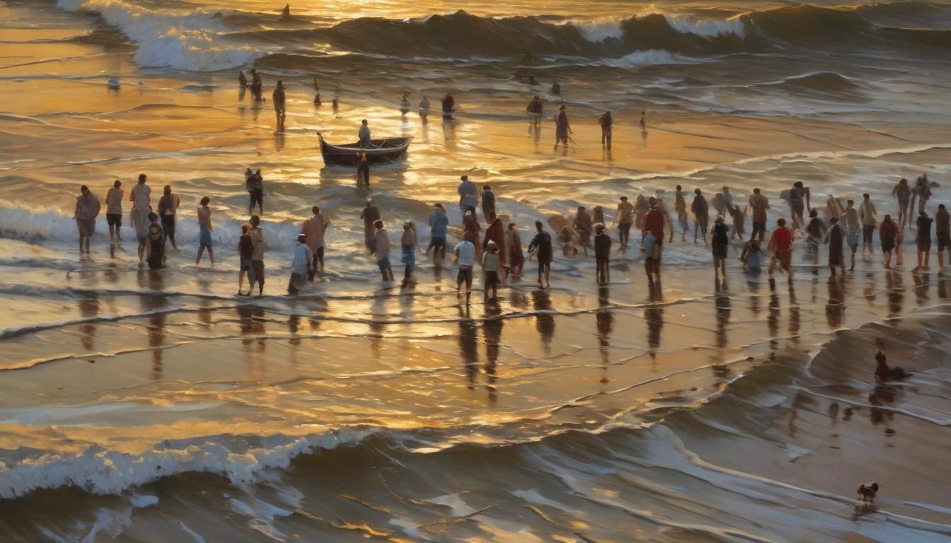 Golden Hour Oil Painting in James Gurney Style