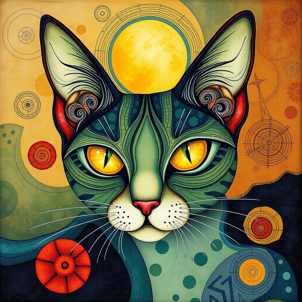 Exquisite Abstract Masterpiece with Cosmic Forms and Symboli...