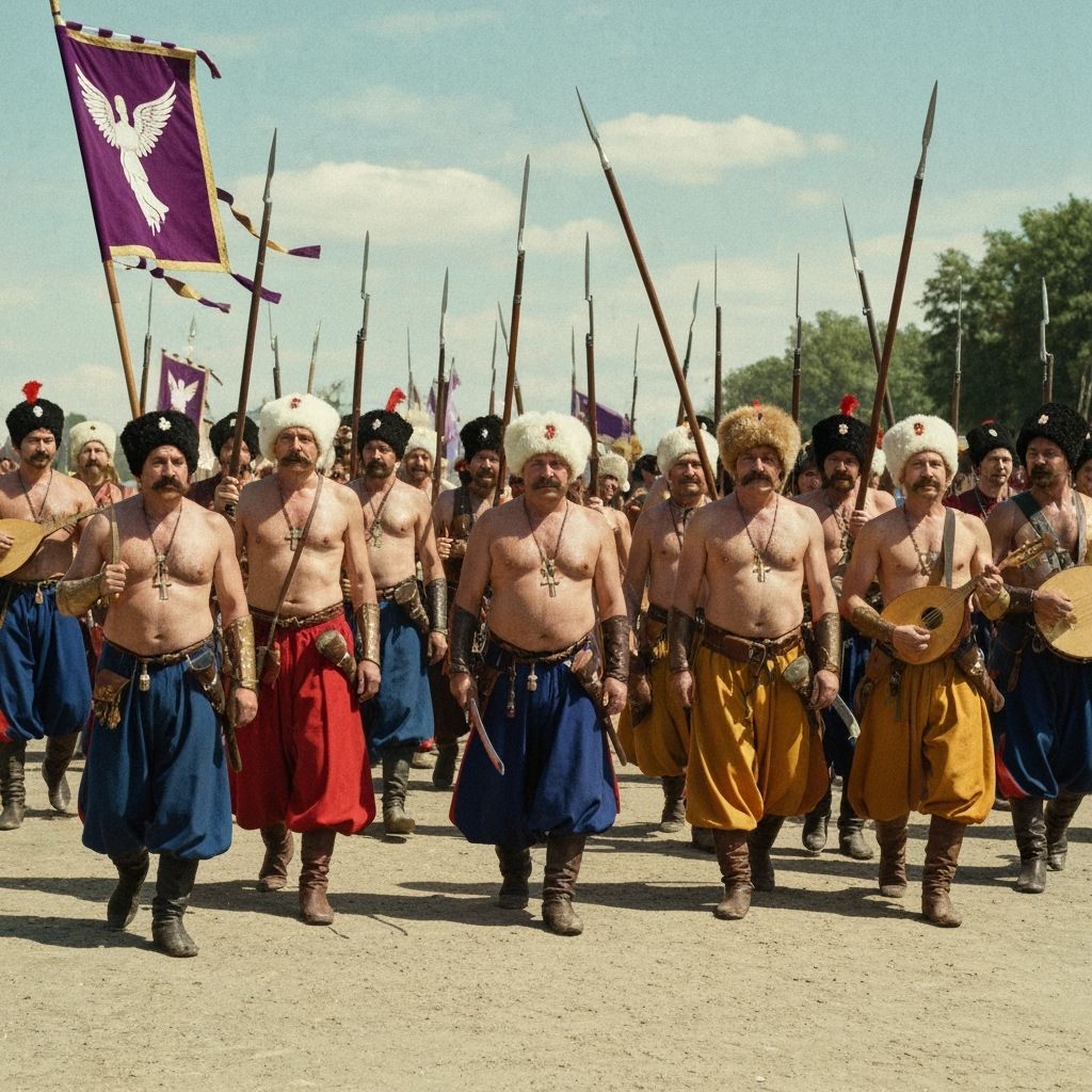 Cossack Infantry Marching in Sunlight