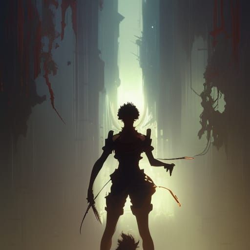 Dark Fantasy Izuku in Art Nouveau Style