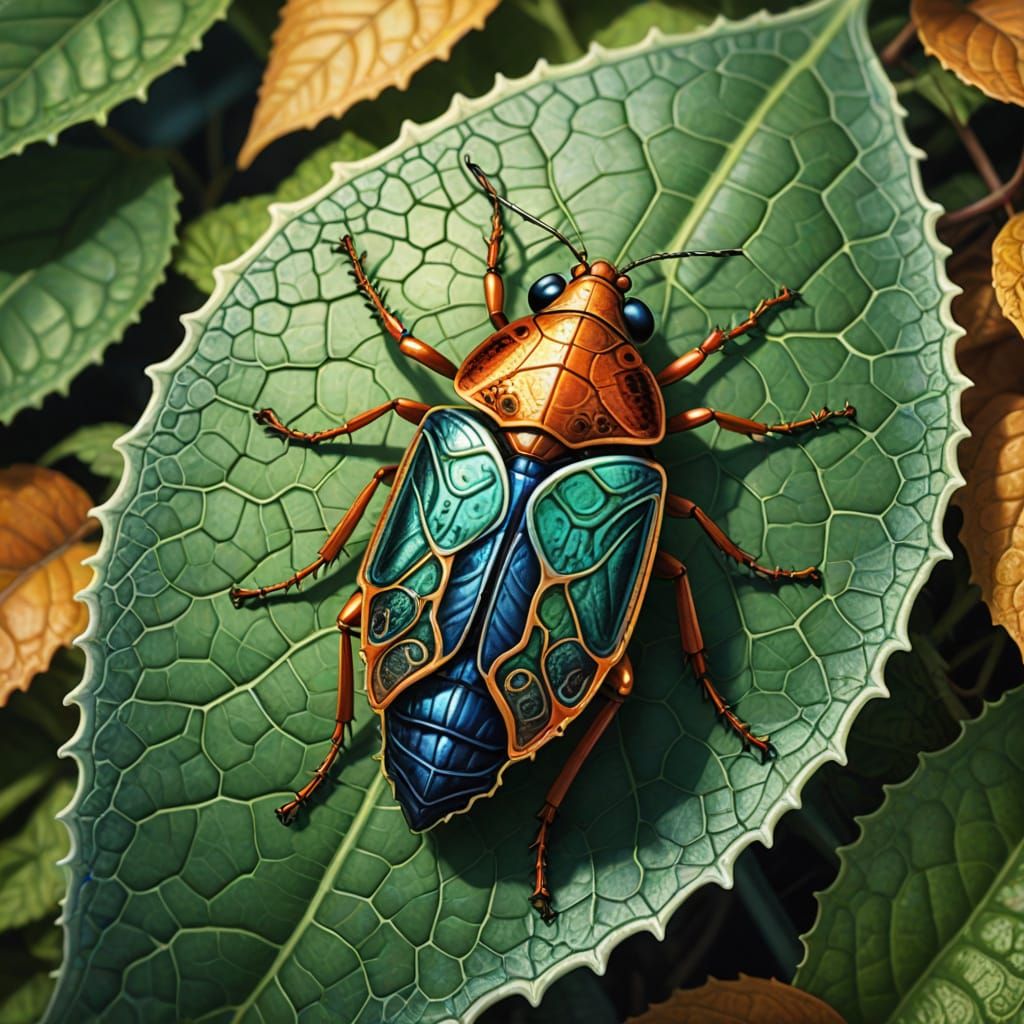 Delicate Bug on a Leaf in Whimsical Macro Photography
