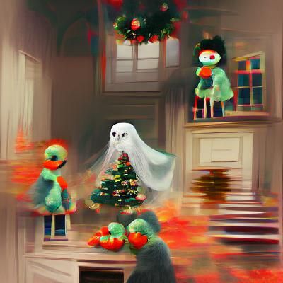 Haunted House Christmas Scene