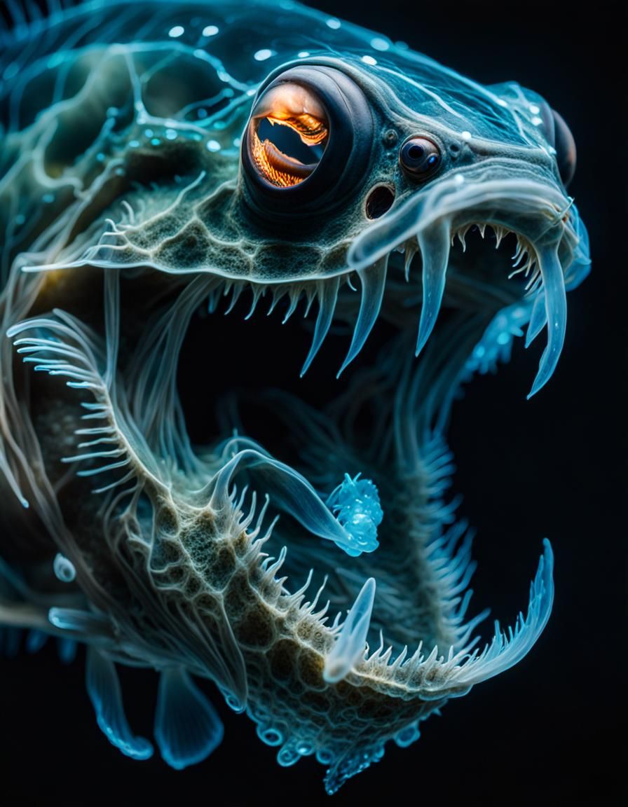 Bioluminescent Seadevil of the Abyss Close-Up