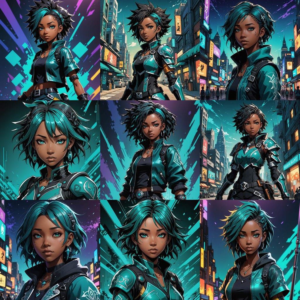 Teenage Girl in Teal and Black Kingdom Hearts Attire