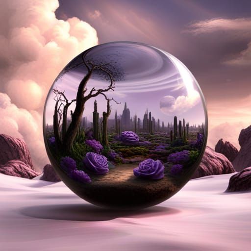 Terrarium Orb with Roses and Violets