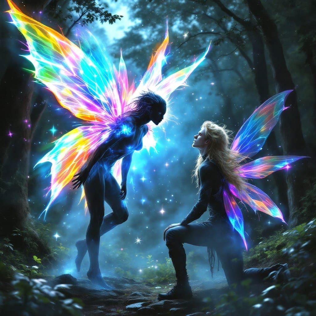 Gothic Fairy Encounter in a Magical Forest