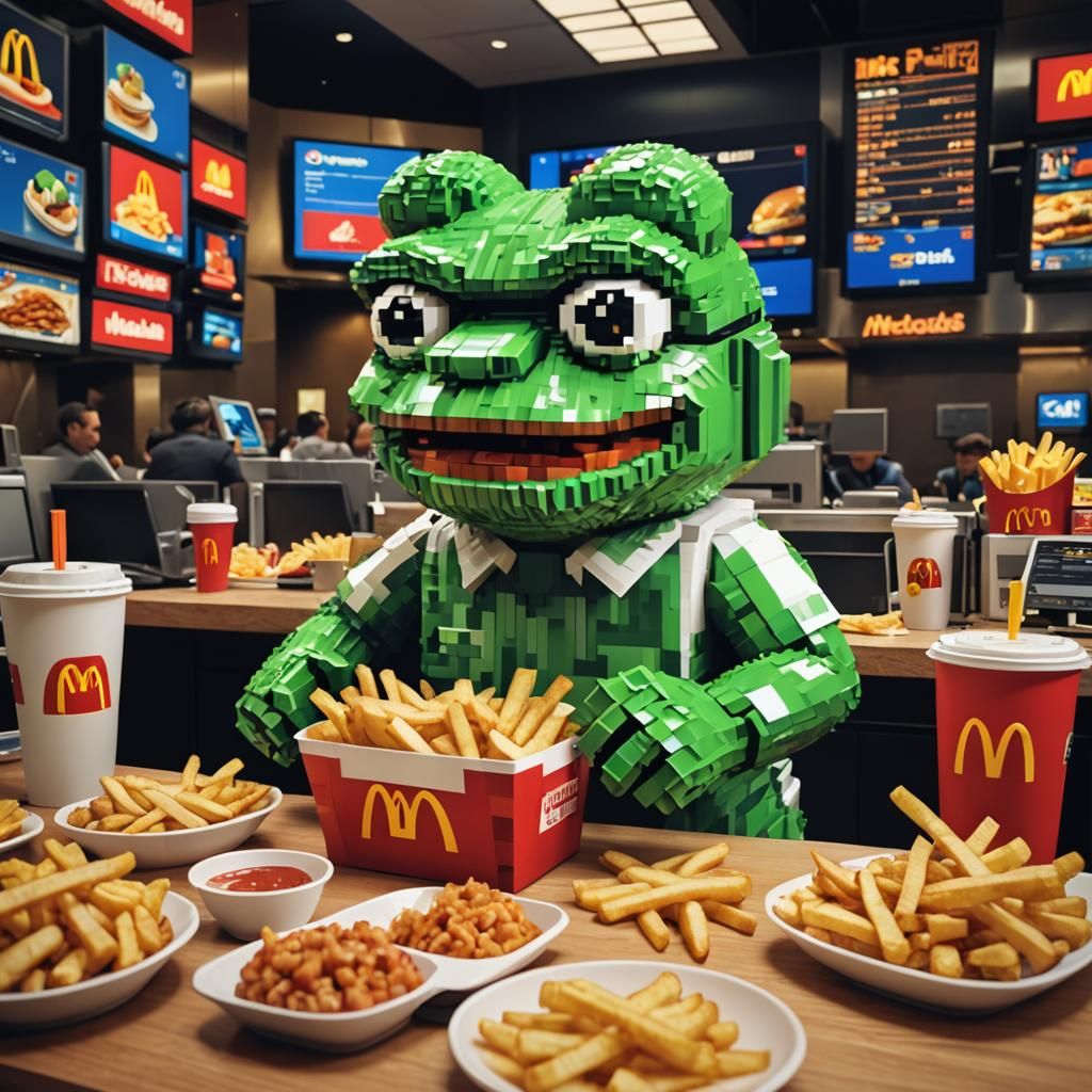 Pepe the Frog at McDonald's: 8-bit Pixel Art