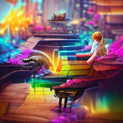 Fantasy World Piano Player in 8K 3D Art