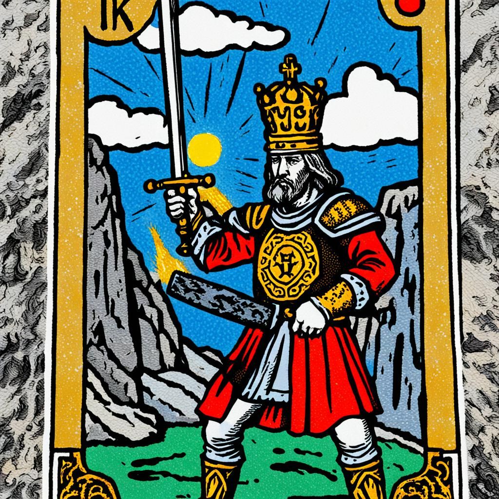 King Arthur Sword Tarot Card Art