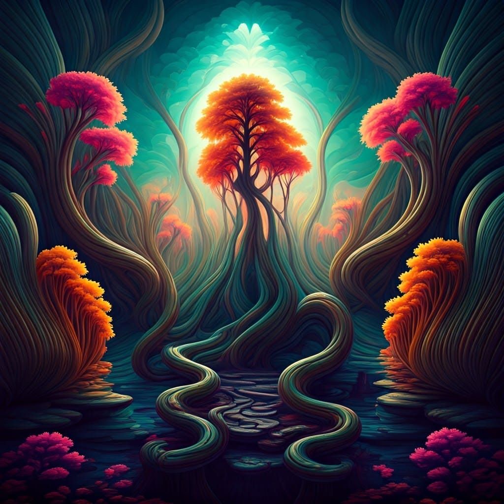 Ethereal Dreamscape in Vibrant, Kaleidoscopic Colors