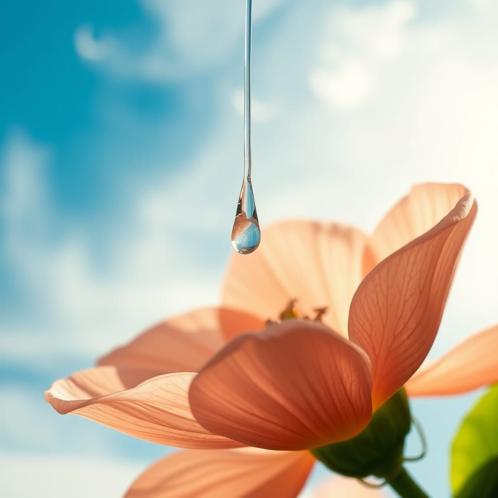 Gentle Raindrop Falls on Velvety Peach Blossom
